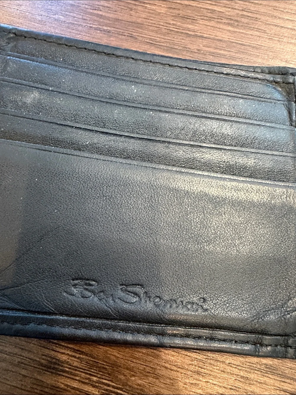 Ben Sherman Black Textured Bifold Wallet with Leather Trim - P1-2